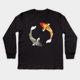 Koi Fish Yin Yang Kids Long Sleeve T-Shirt